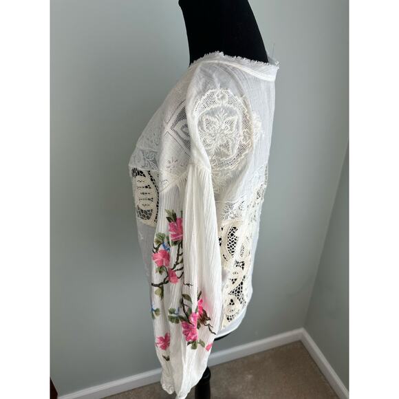 NWOT Free People Ivory Combo Making Harmony Embroidered Bodysuit Blouse- SML - Picture 7 of 10